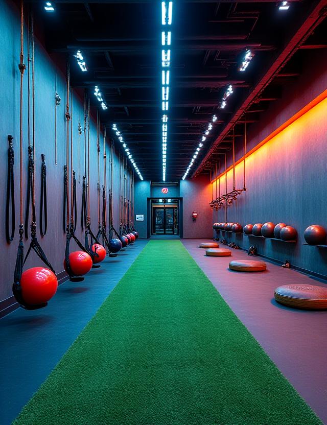 Funksjonell treningssone med ringer og tau